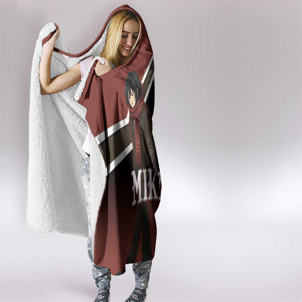 Mikasa Attack on Titan Hooded Blanket Anime Cozy Streetwear Art