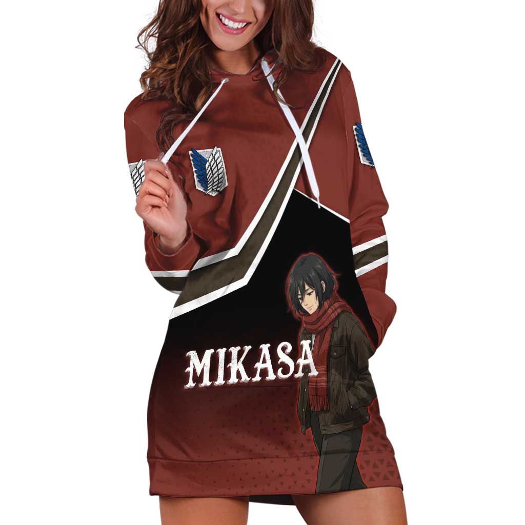 Mikasa Attack on Titan Hoodie Dress Anime Cozy Streetwear Art