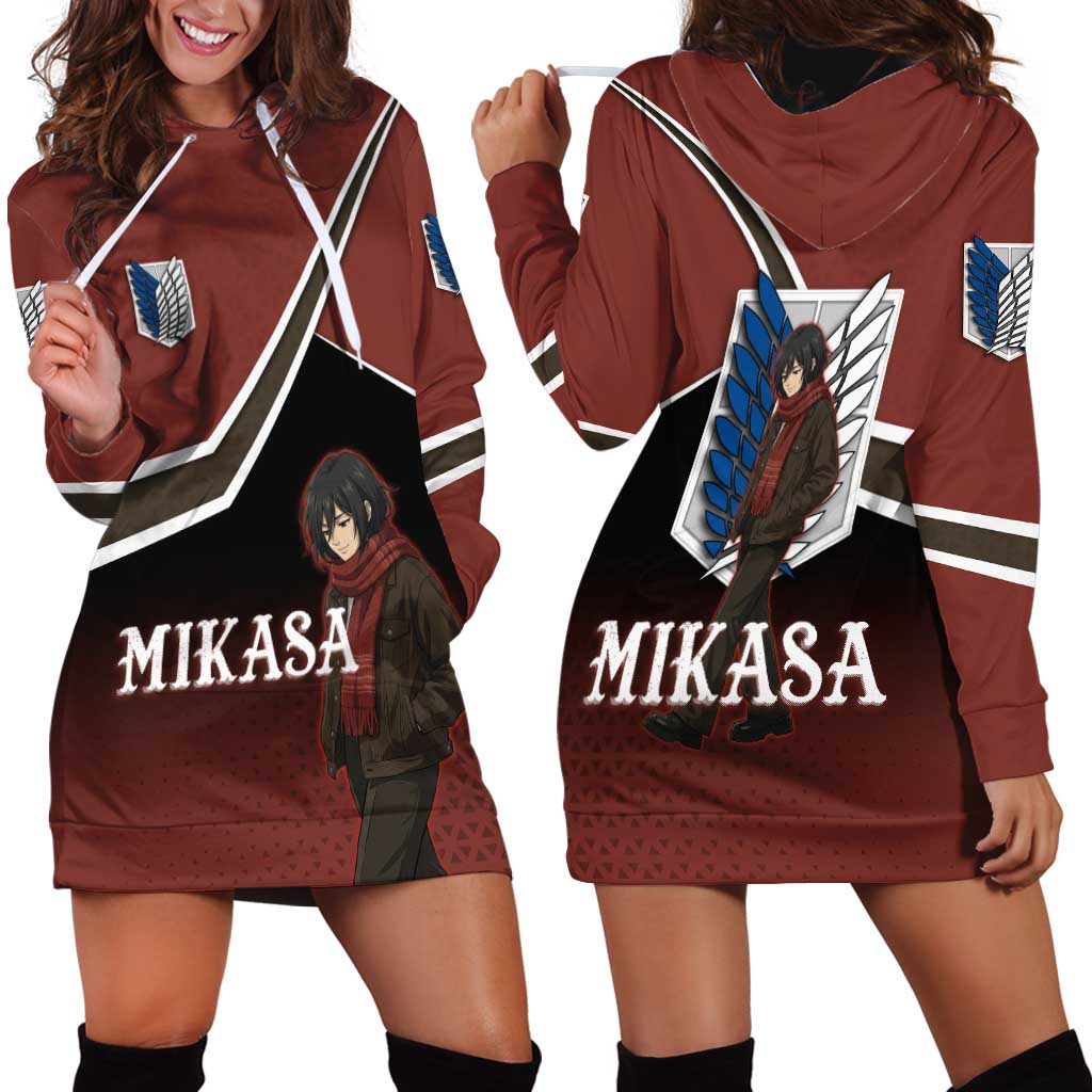 Mikasa Attack on Titan Hoodie Dress Anime Cozy Streetwear Art
