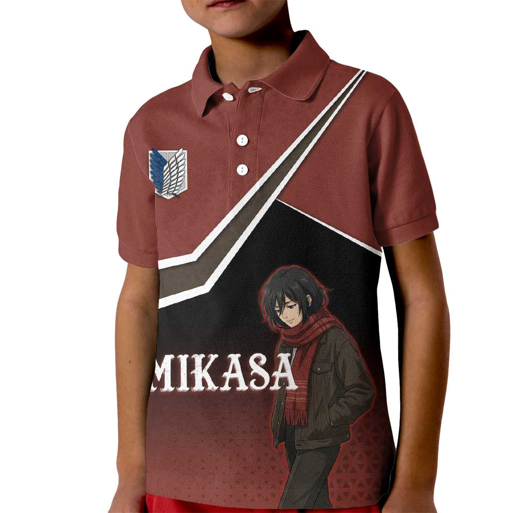 Mikasa Attack on Titan Kid Polo Shirt Anime Cozy Streetwear Art