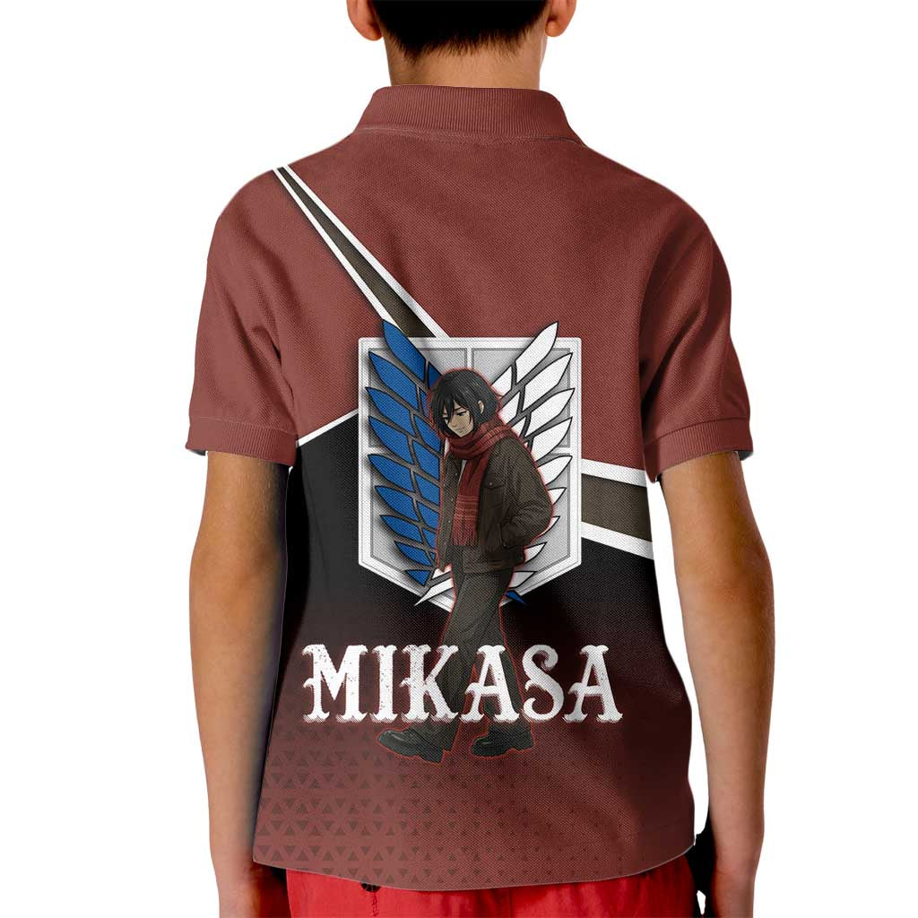 Mikasa Attack on Titan Kid Polo Shirt Anime Cozy Streetwear Art