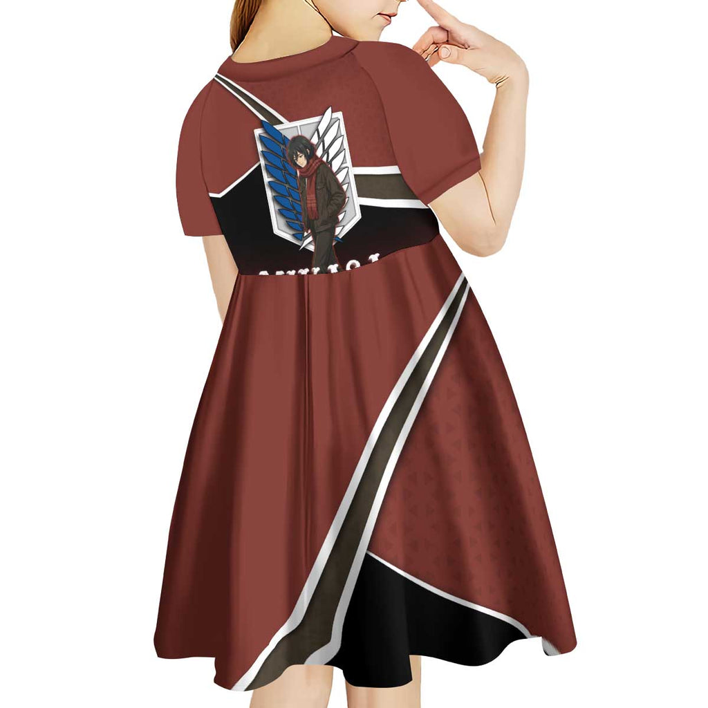 Mikasa Attack on Titan Kid Short Sleeve Dress Anime Cozy Streetwear Art