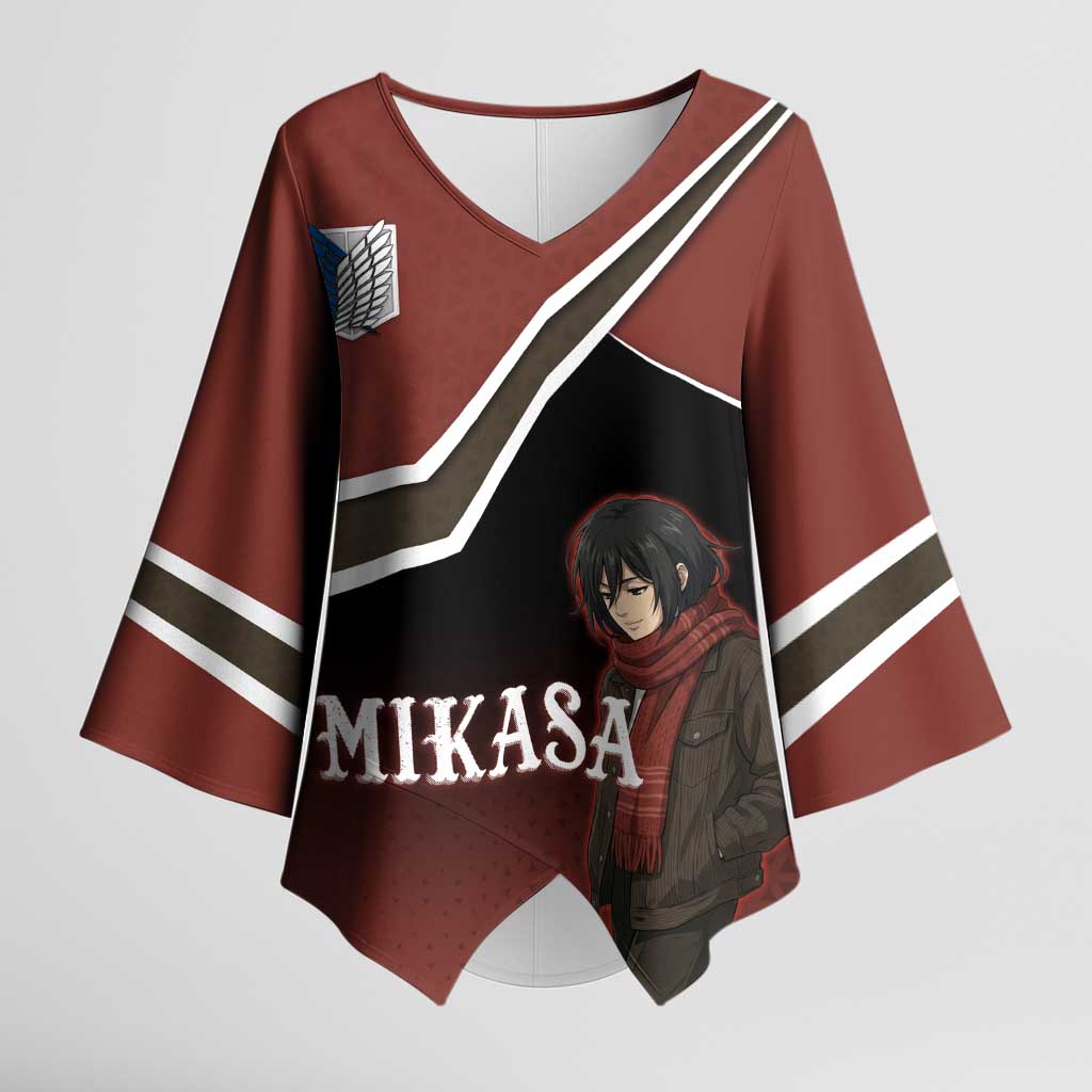 Mikasa Attack on Titan Kimono Sleeve Blouse Anime Cozy Streetwear Art