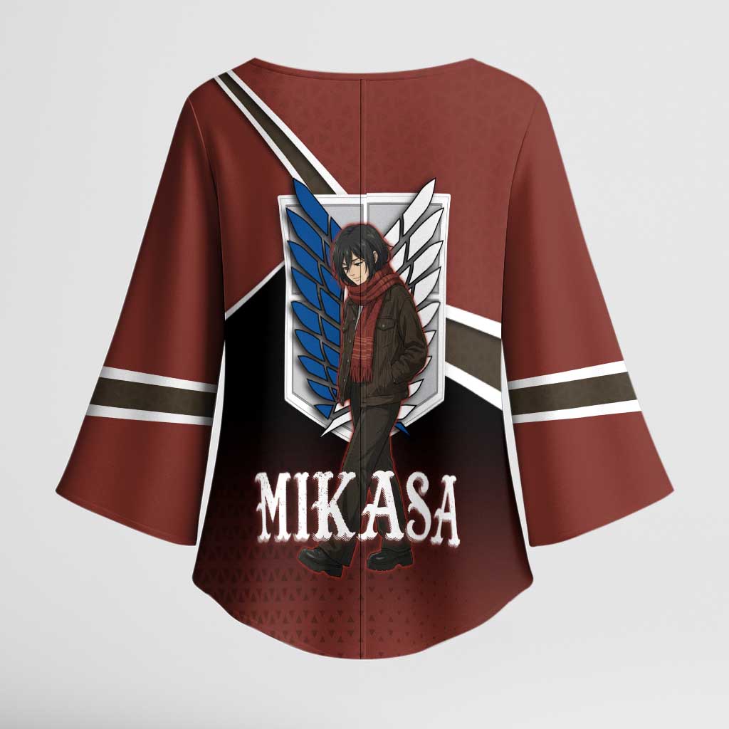 Mikasa Attack on Titan Kimono Sleeve Blouse Anime Cozy Streetwear Art
