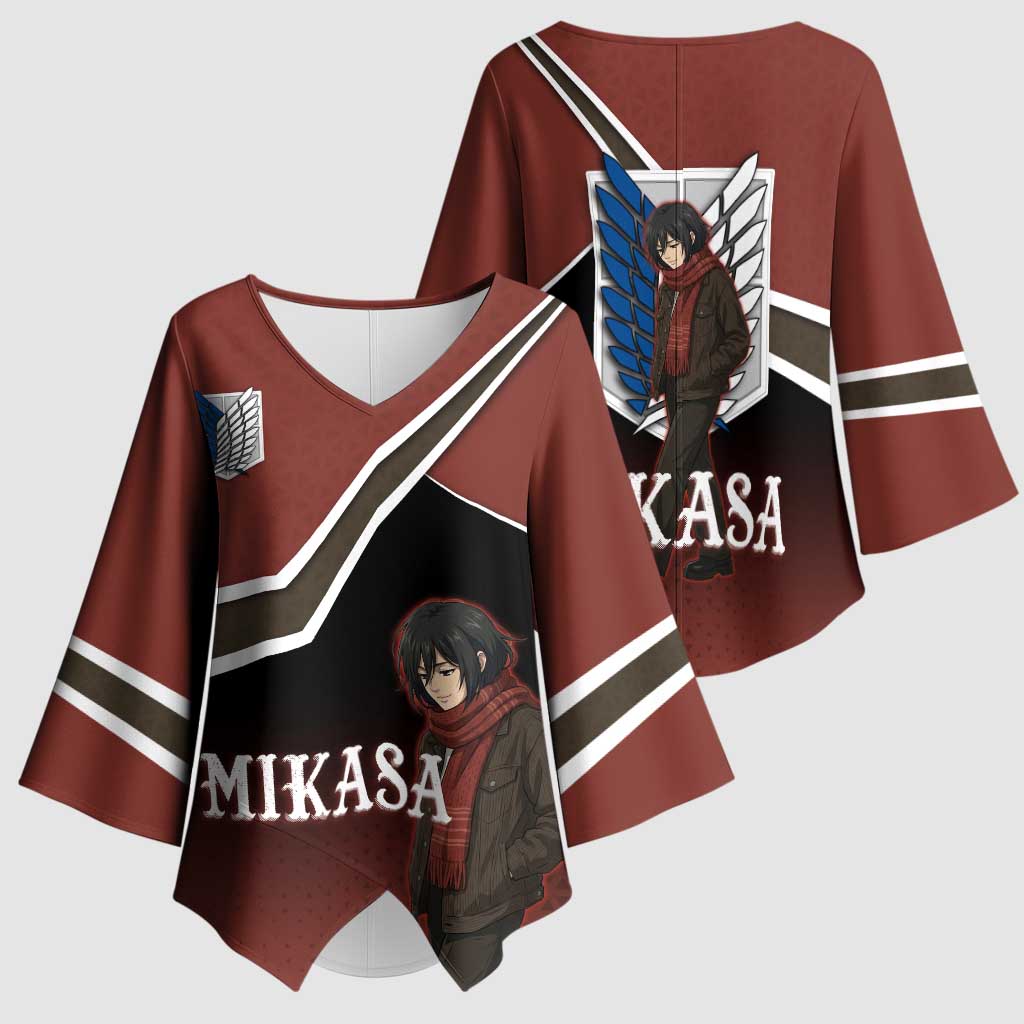 Mikasa Attack on Titan Kimono Sleeve Blouse Anime Cozy Streetwear Art