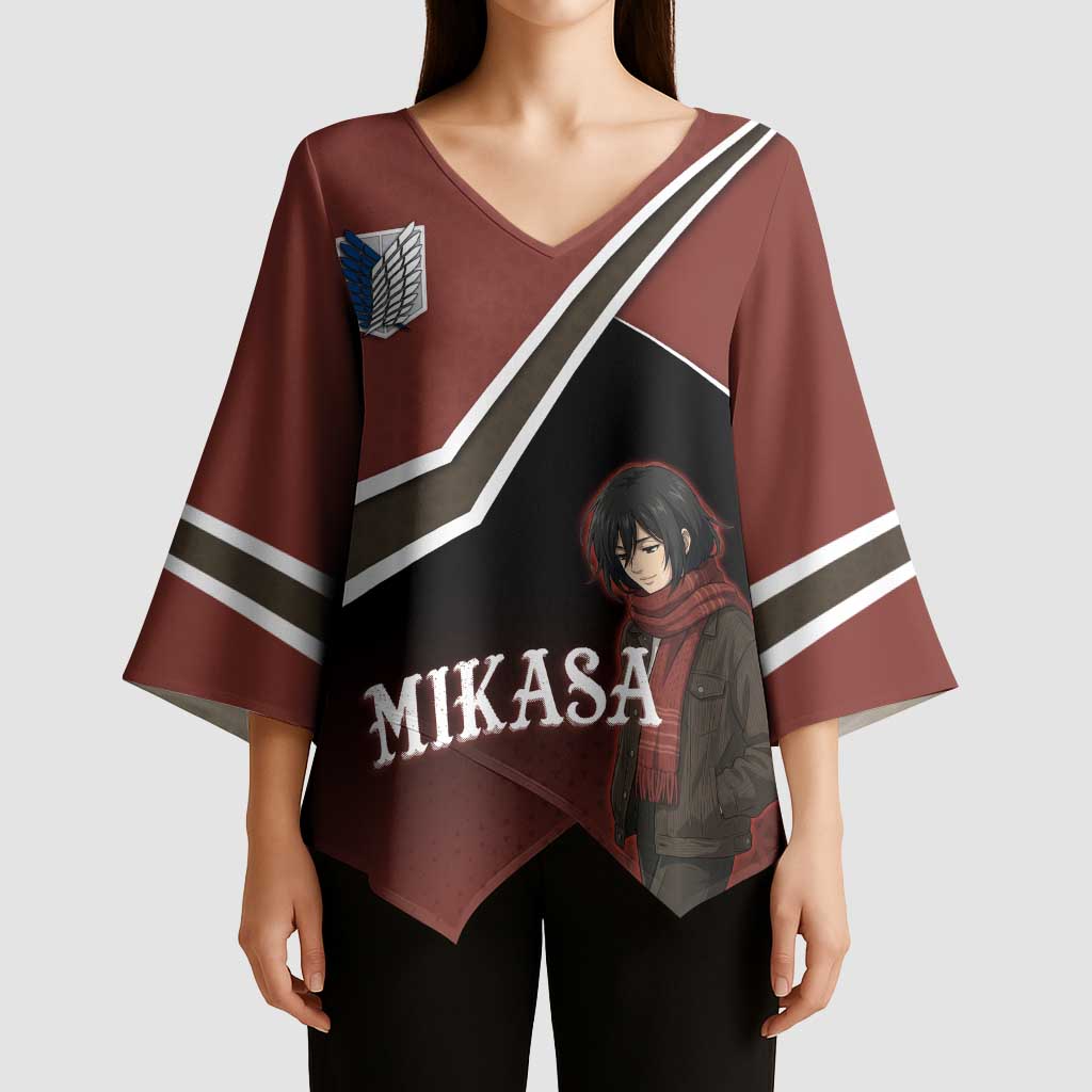 Mikasa Attack on Titan Kimono Sleeve Blouse Anime Cozy Streetwear Art