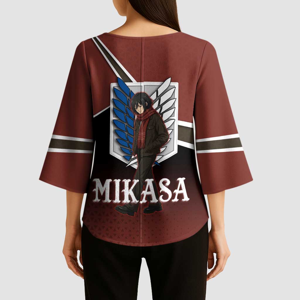 Mikasa Attack on Titan Kimono Sleeve Blouse Anime Cozy Streetwear Art