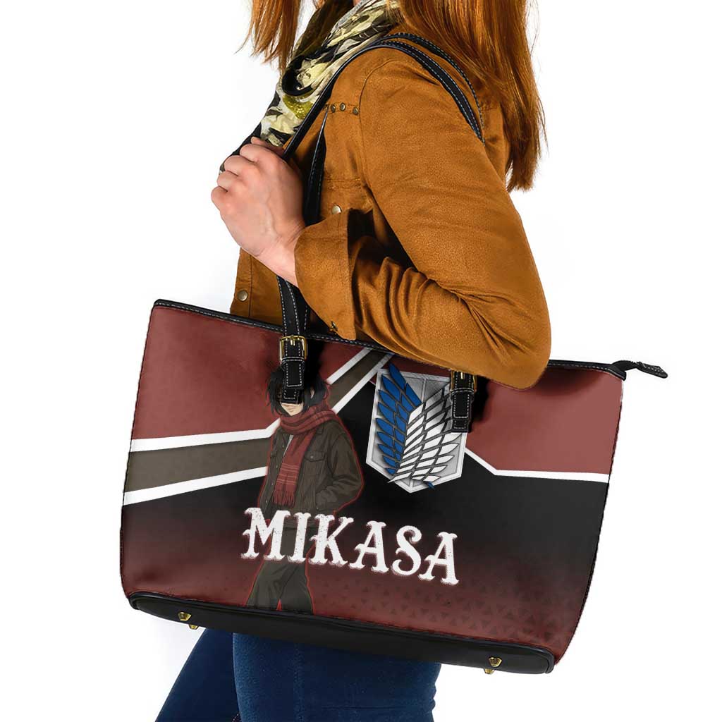 Mikasa Attack on Titan Leather Tote Bag Anime Cozy Streetwear Art