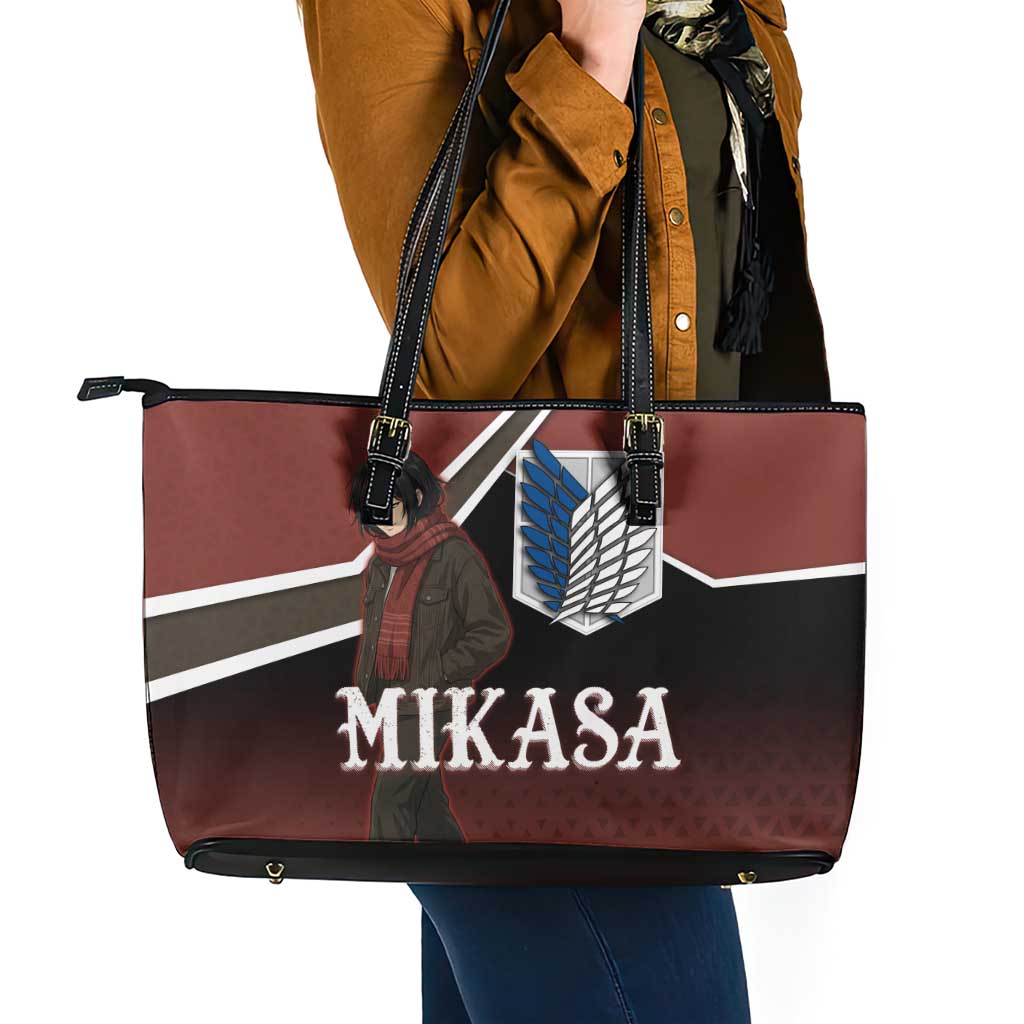Mikasa Attack on Titan Leather Tote Bag Anime Cozy Streetwear Art