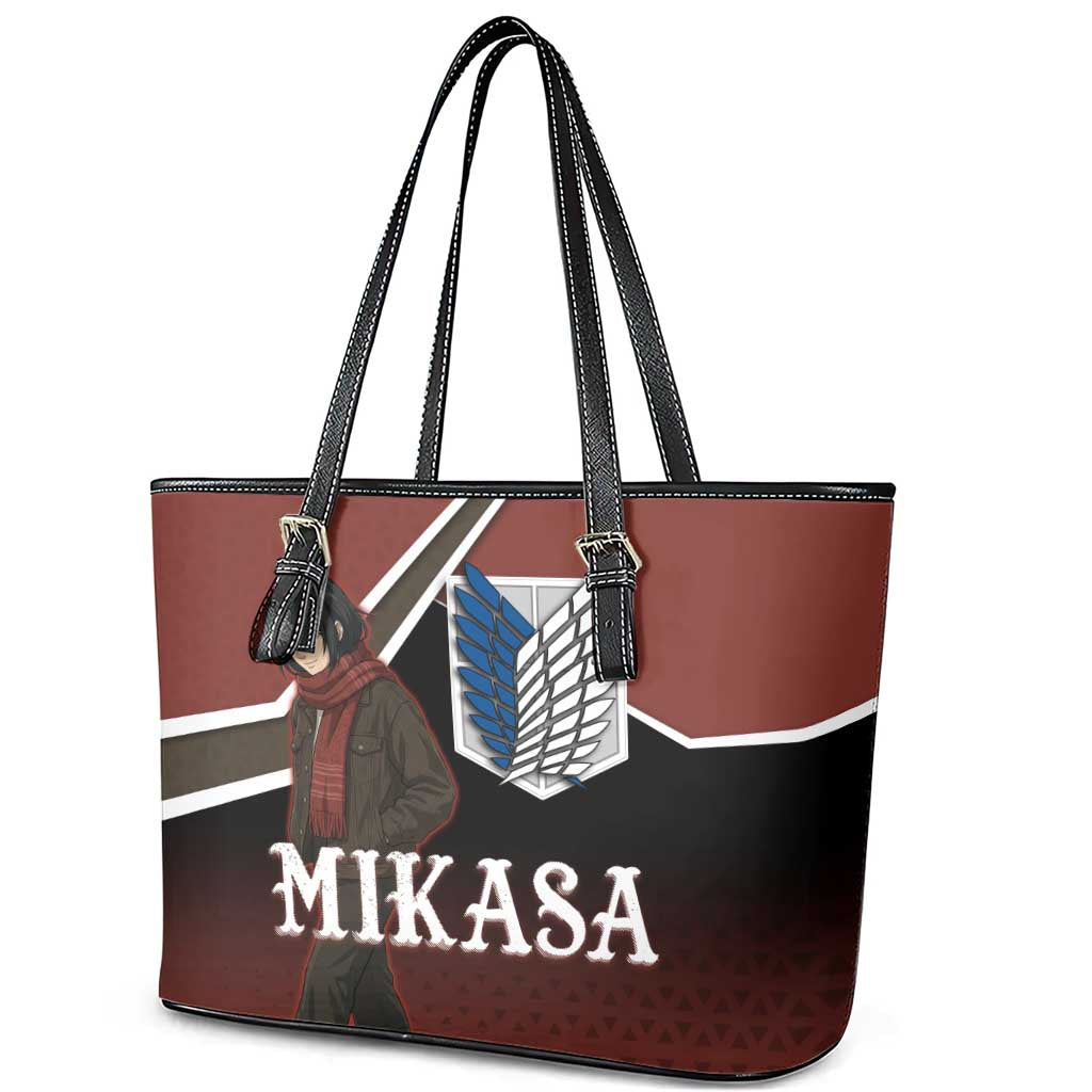 Mikasa Attack on Titan Leather Tote Bag Anime Cozy Streetwear Art