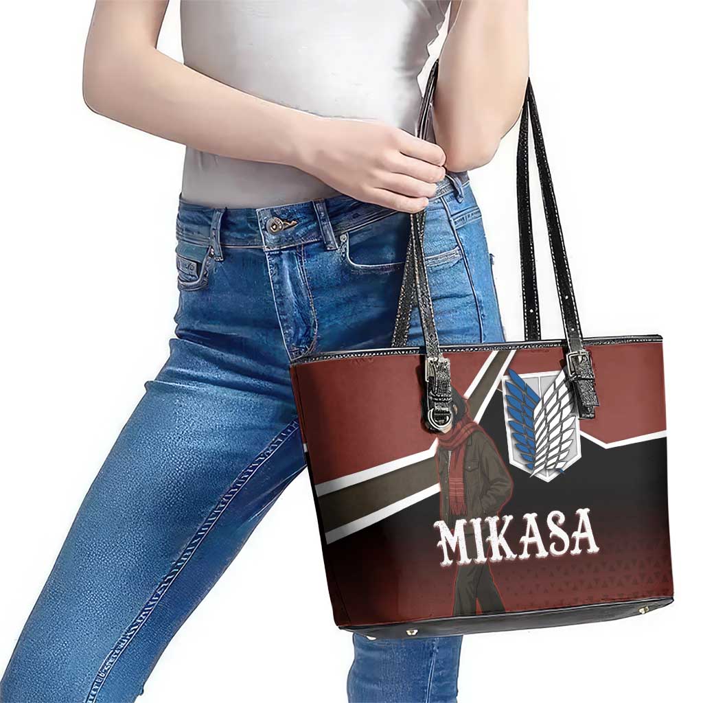 Mikasa Attack on Titan Leather Tote Bag Anime Cozy Streetwear Art