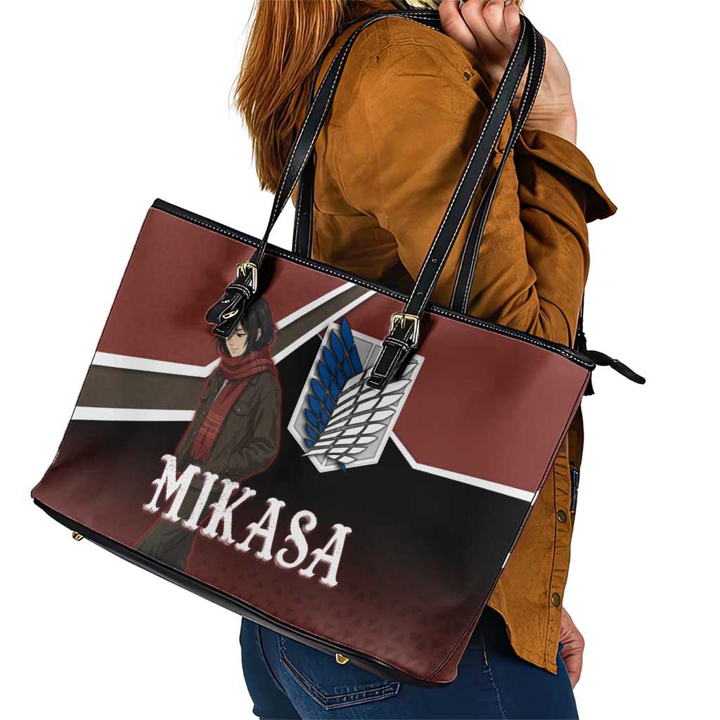 Mikasa Attack on Titan Leather Tote Bag Anime Cozy Streetwear Art