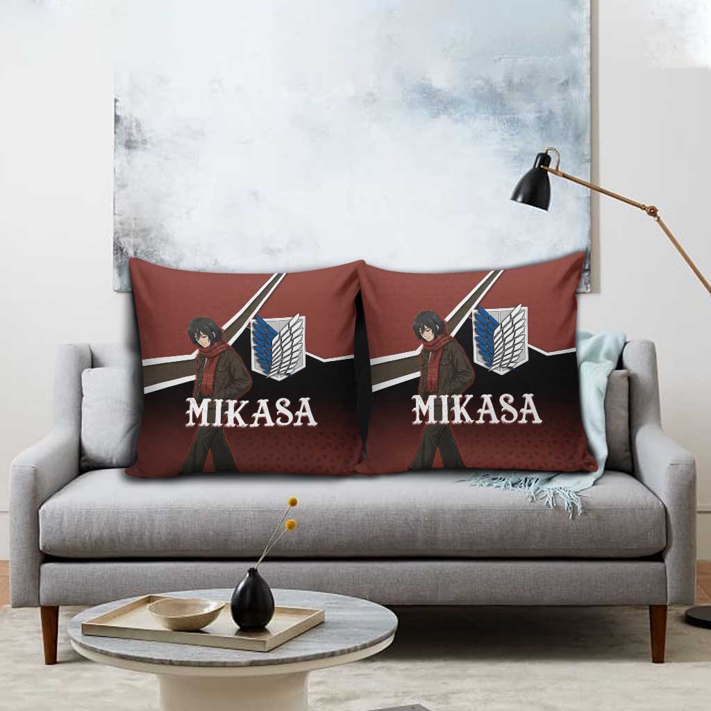 Mikasa Attack on Titan Pillow Cover Anime Cozy Streetwear Art