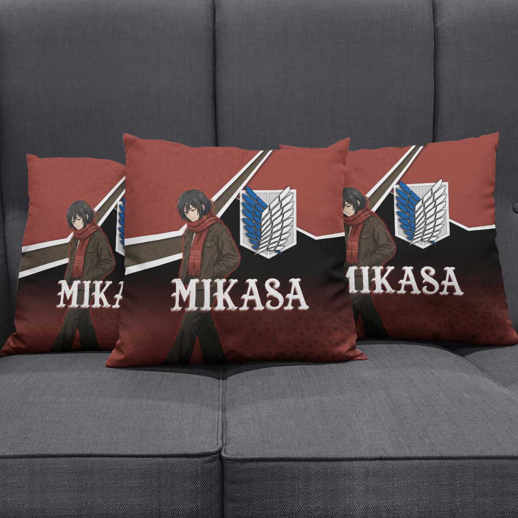 Mikasa Attack on Titan Pillow Cover Anime Cozy Streetwear Art