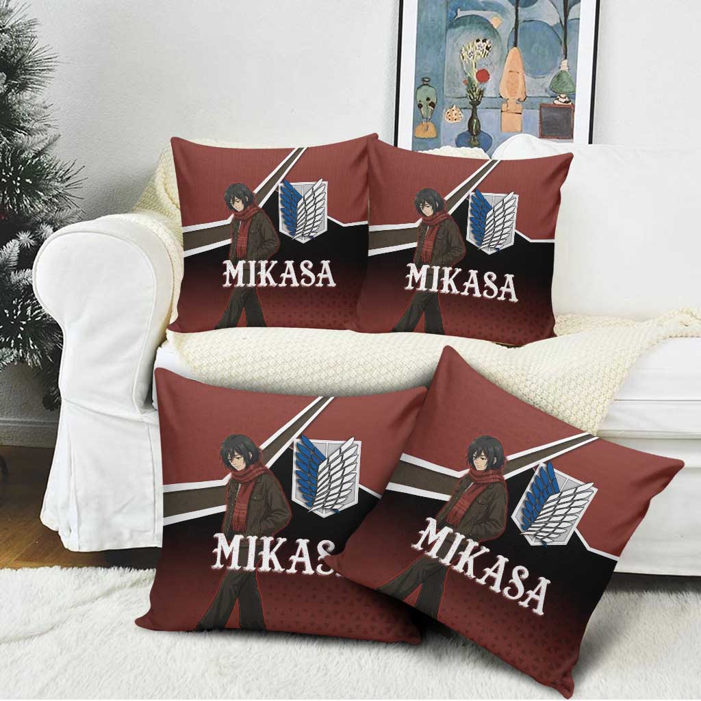 Mikasa Attack on Titan Pillow Cover Anime Cozy Streetwear Art