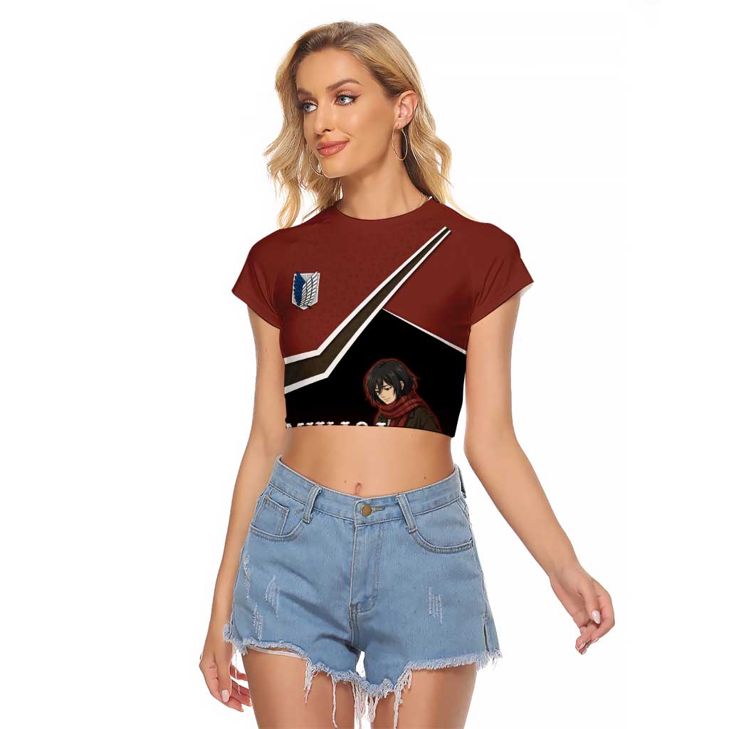 Mikasa Attack on Titan Raglan Cropped T Shirt Anime Cozy Streetwear Art