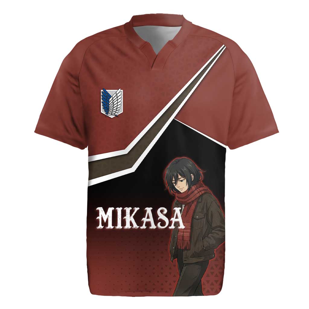 Mikasa Attack on Titan Rugby Jersey Anime Cozy Streetwear Art