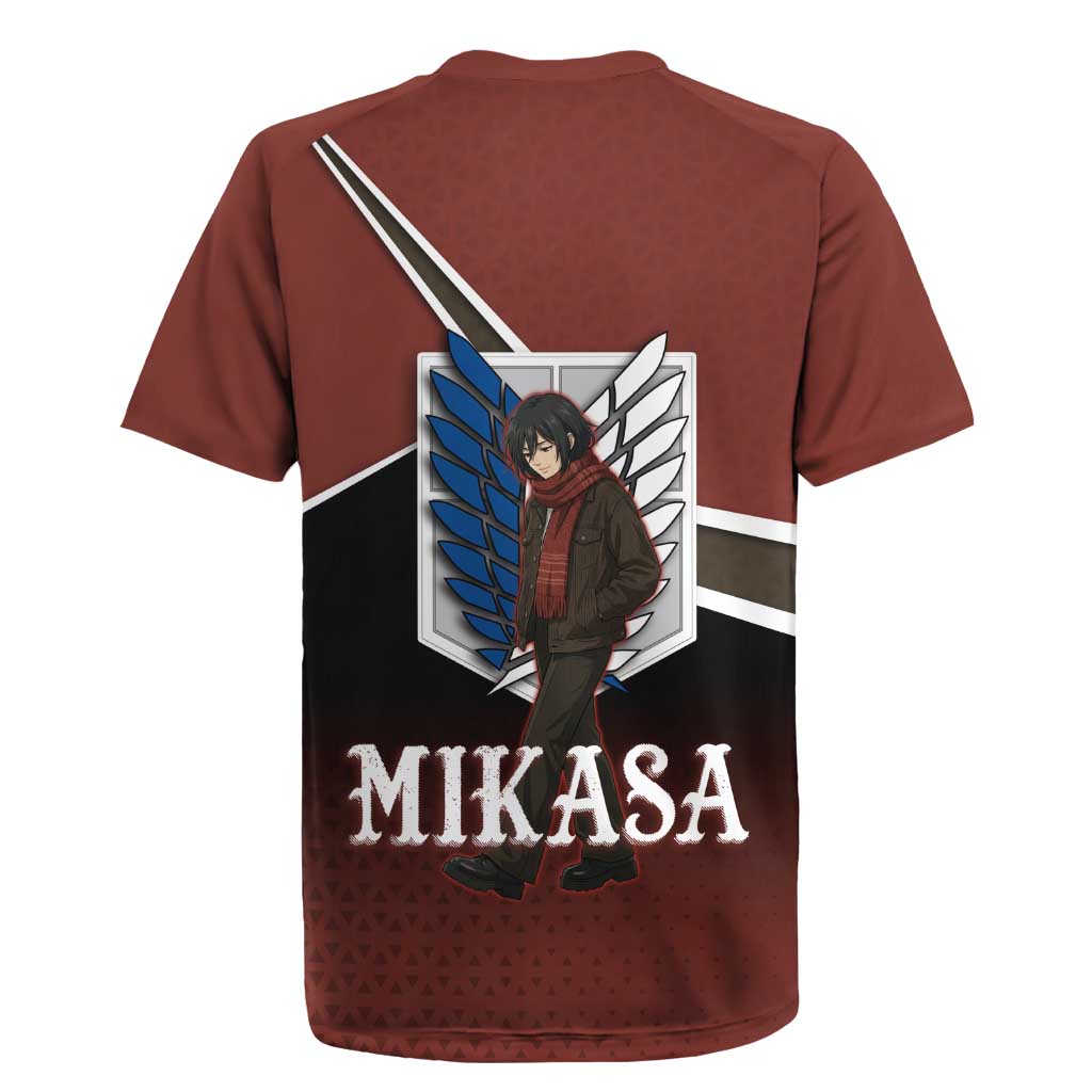 Mikasa Attack on Titan Rugby Jersey Anime Cozy Streetwear Art