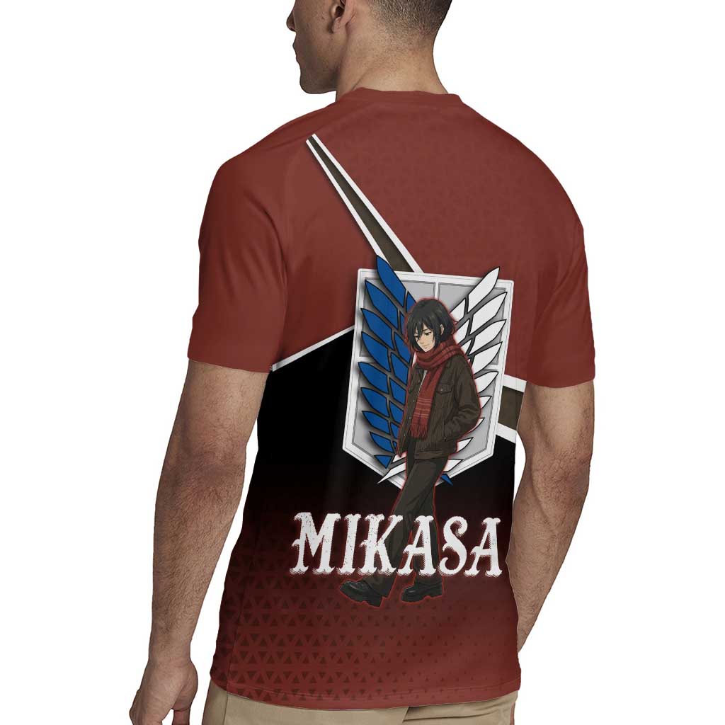 Mikasa Attack on Titan Rugby Jersey Anime Cozy Streetwear Art