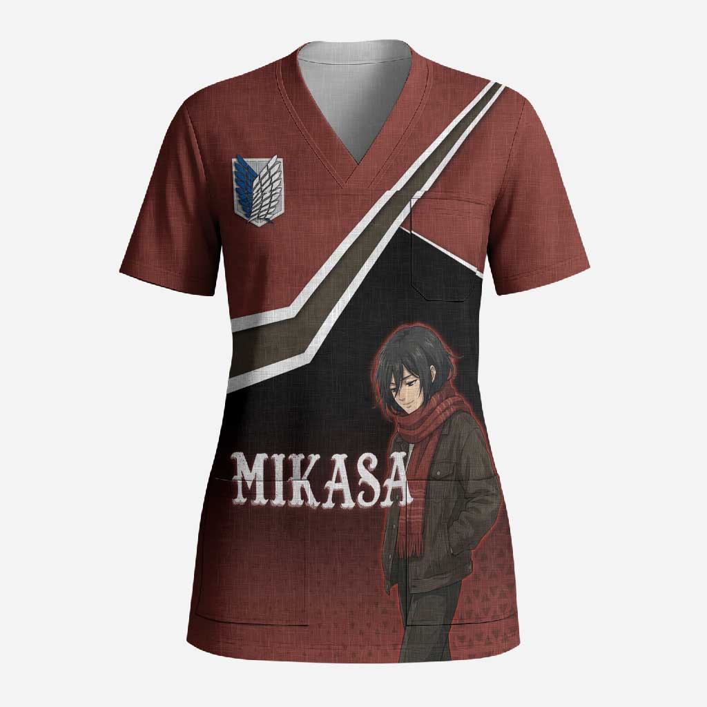 Mikasa Attack on Titan Scrub Top Anime Cozy Streetwear Art