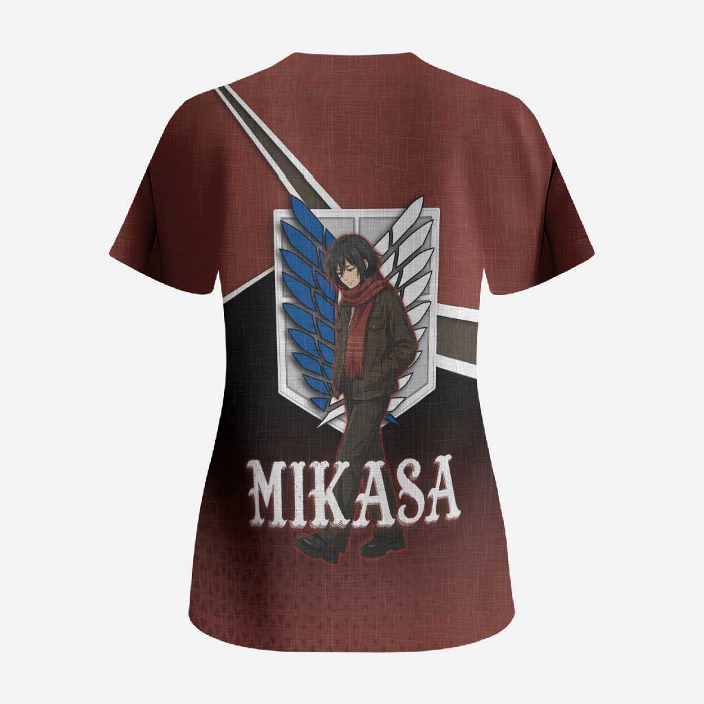 Mikasa Attack on Titan Scrub Top Anime Cozy Streetwear Art