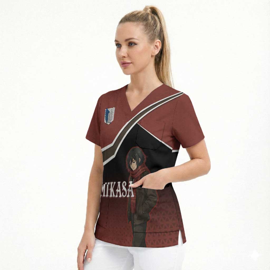 Mikasa Attack on Titan Scrub Top Anime Cozy Streetwear Art