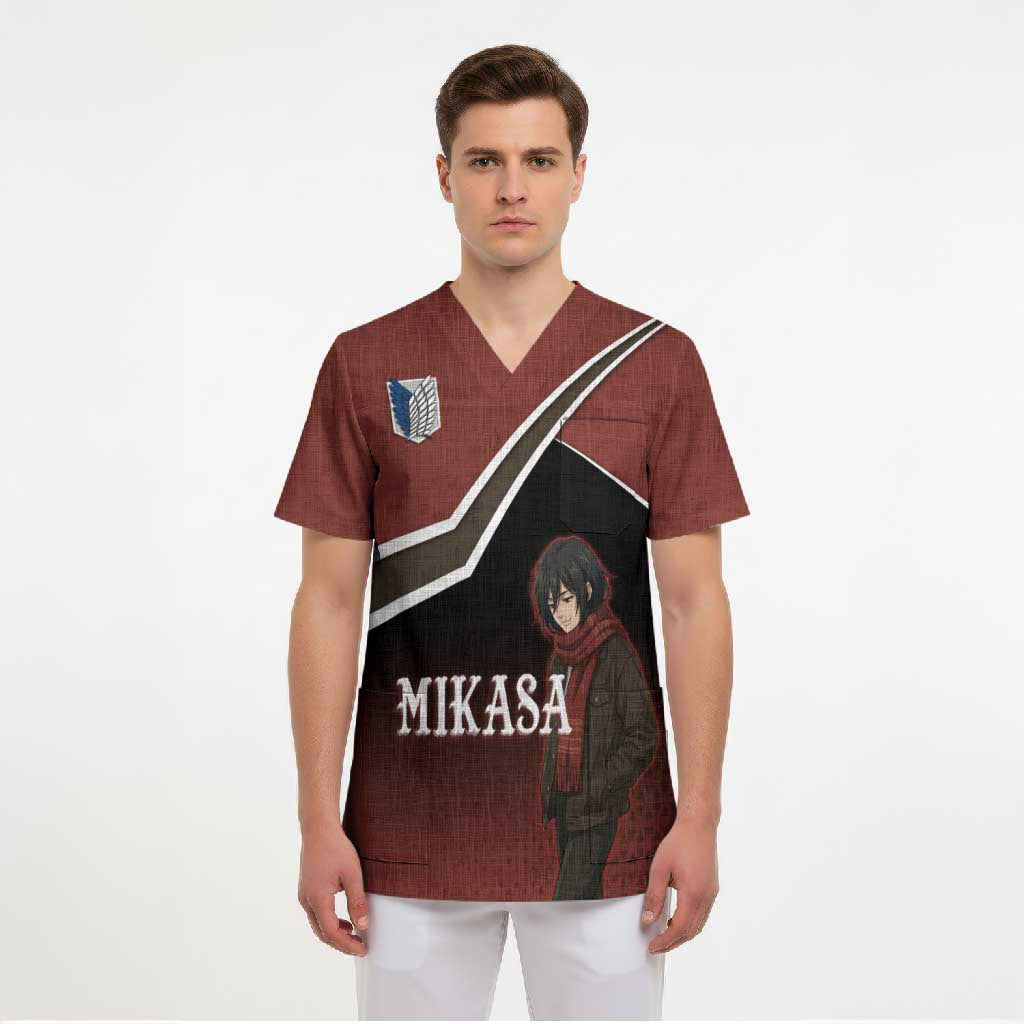 Mikasa Attack on Titan Scrub Top Anime Cozy Streetwear Art