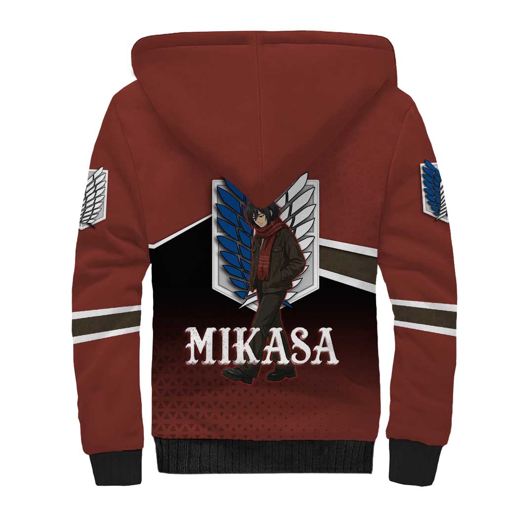 Mikasa Attack on Titan Sherpa Hoodie Anime Cozy Streetwear Art