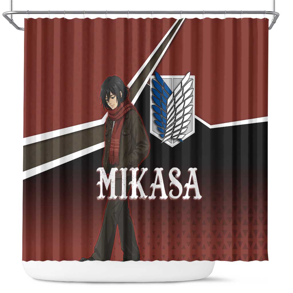 Mikasa Attack on Titan Shower Curtain Anime Cozy Streetwear Art