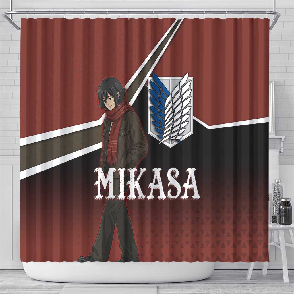 Mikasa Attack on Titan Shower Curtain Anime Cozy Streetwear Art