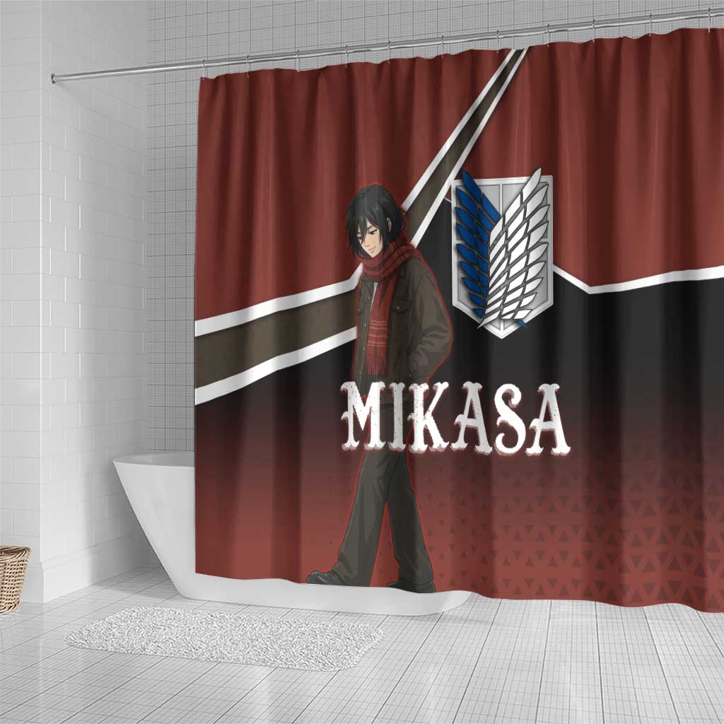 Mikasa Attack on Titan Shower Curtain Anime Cozy Streetwear Art