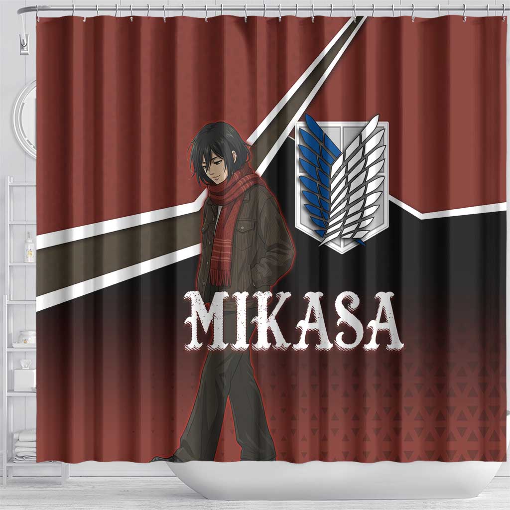 Mikasa Attack on Titan Shower Curtain Anime Cozy Streetwear Art