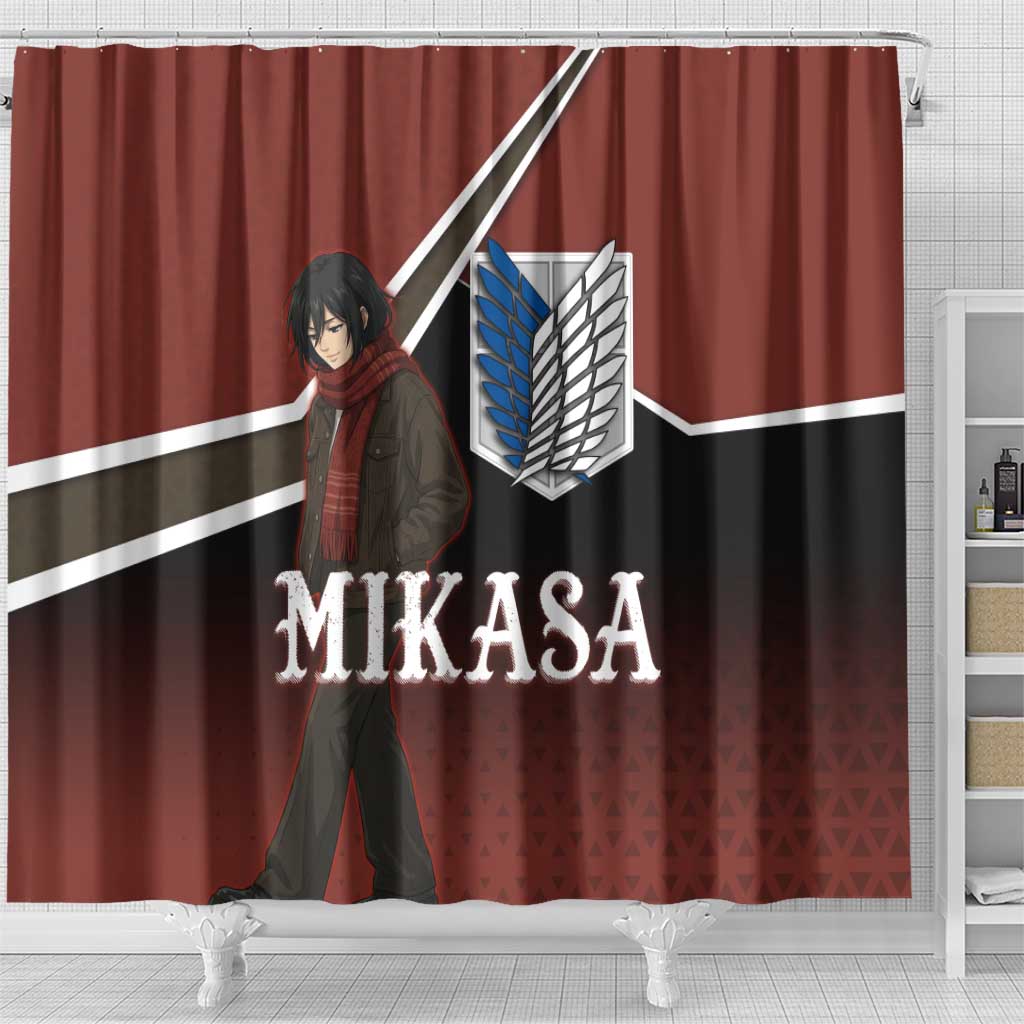 Mikasa Attack on Titan Shower Curtain Anime Cozy Streetwear Art