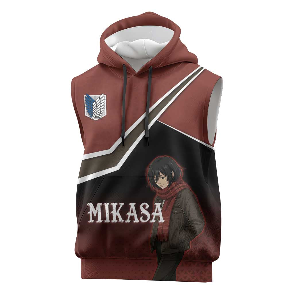 Mikasa Attack on Titan Sleeveless Hoodie Anime Cozy Streetwear Art
