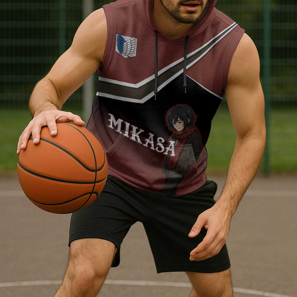 Mikasa Attack on Titan Sleeveless Hoodie Anime Cozy Streetwear Art