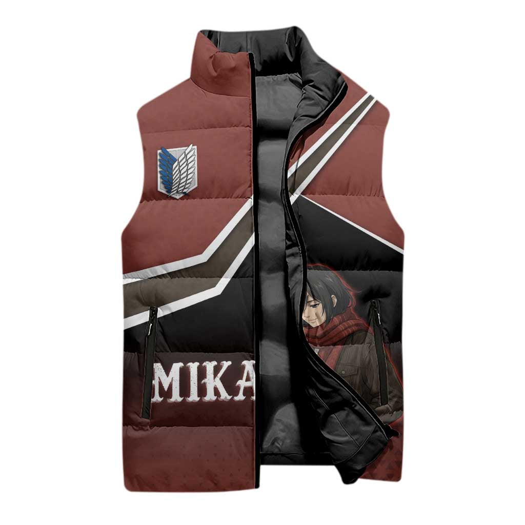 Mikasa Attack on Titan Sleeveless Puffer Jacket Anime Cozy Streetwear Art