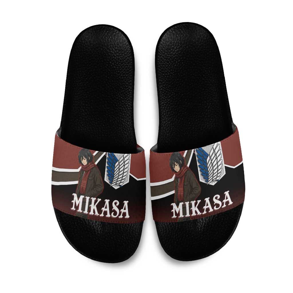 Mikasa Attack on Titan Slide Sandals Anime Cozy Streetwear Art