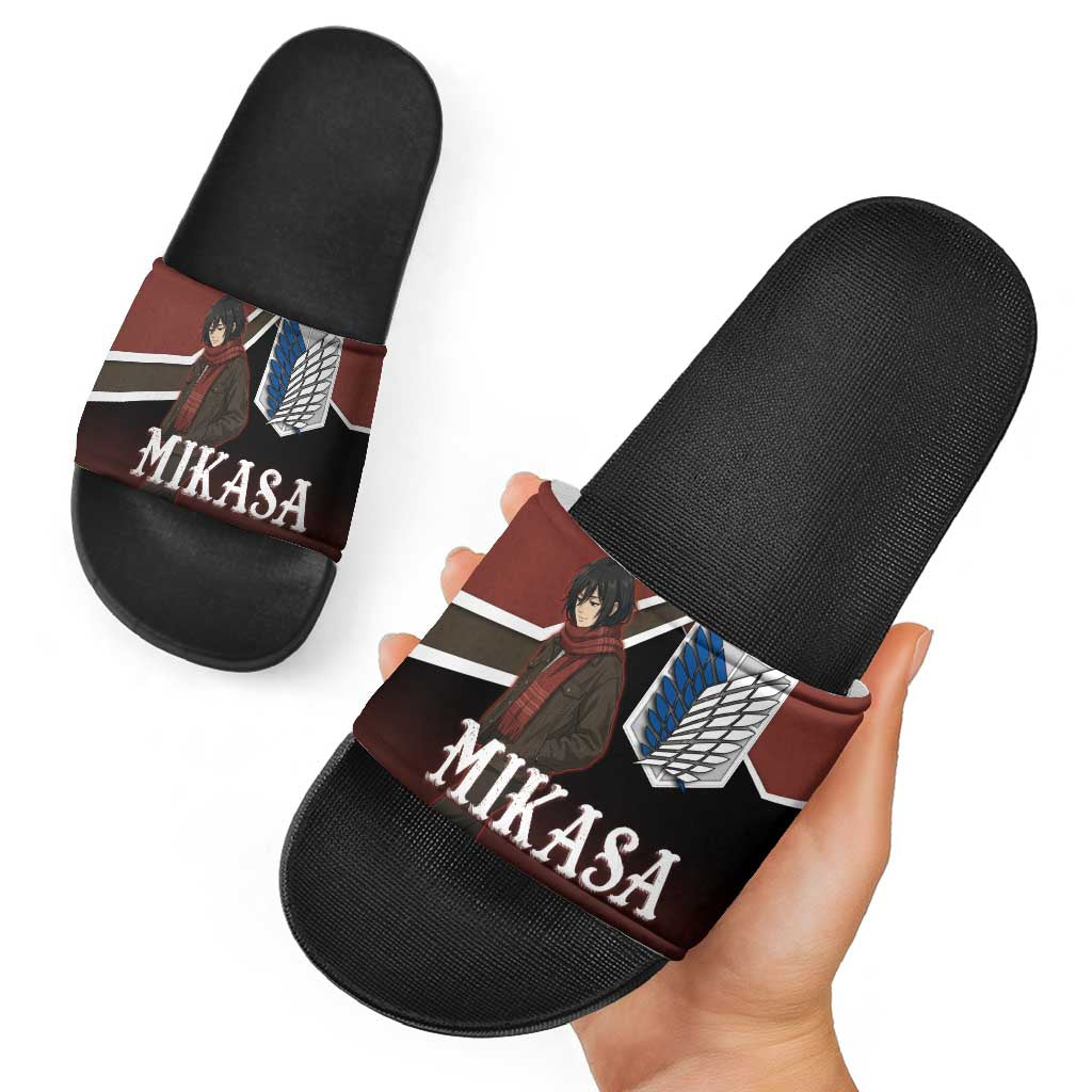 Mikasa Attack on Titan Slide Sandals Anime Cozy Streetwear Art