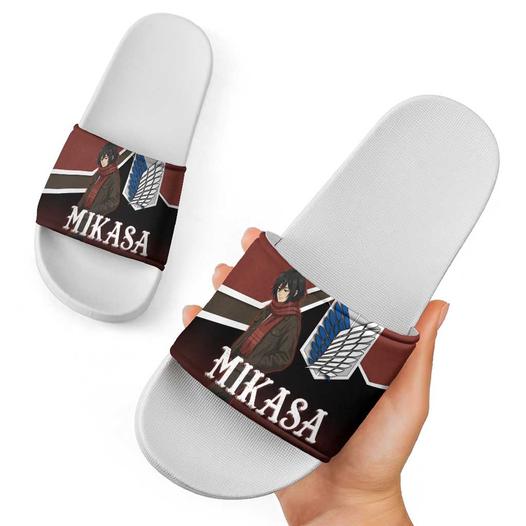 Mikasa Attack on Titan Slide Sandals Anime Cozy Streetwear Art