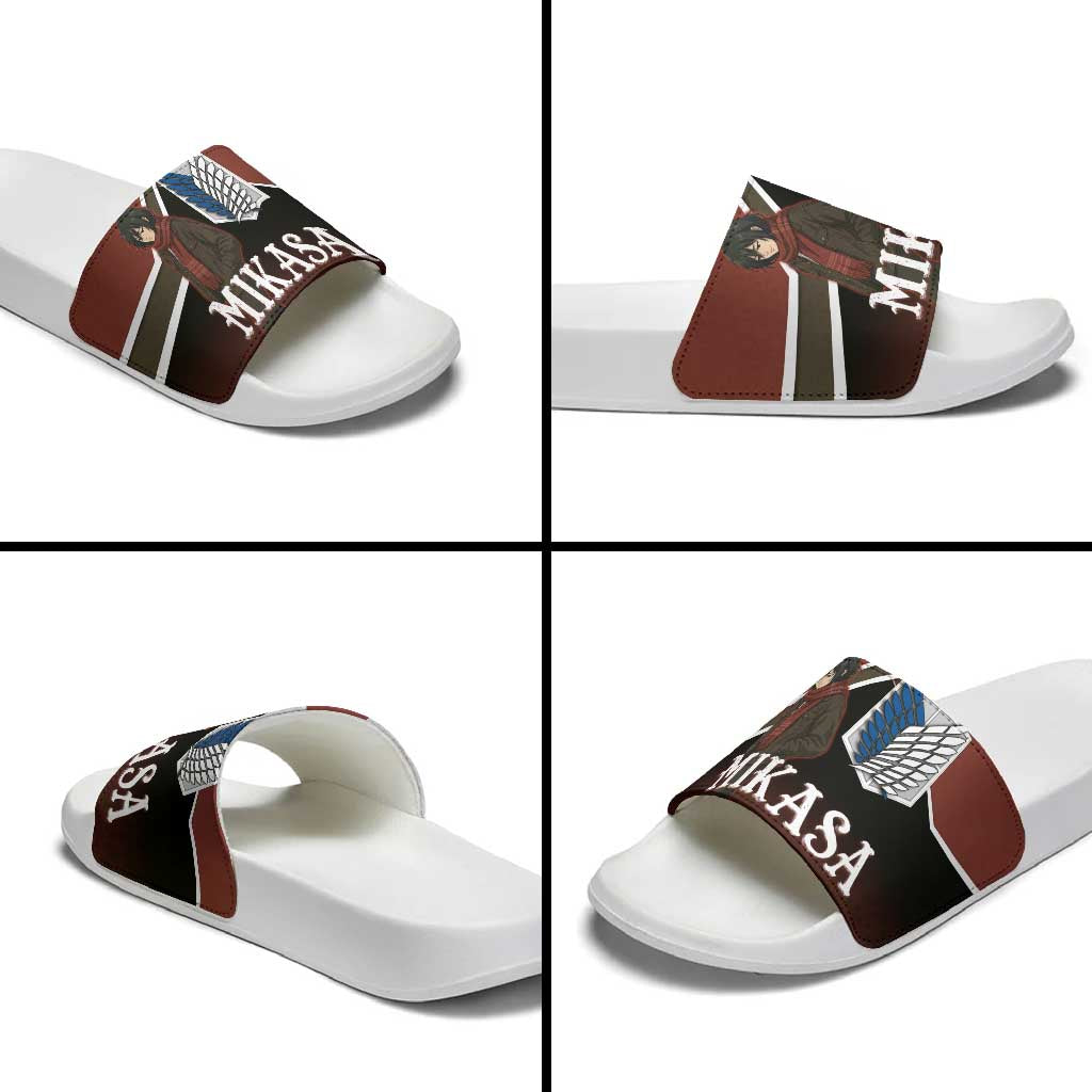 Mikasa Attack on Titan Slide Sandals Anime Cozy Streetwear Art