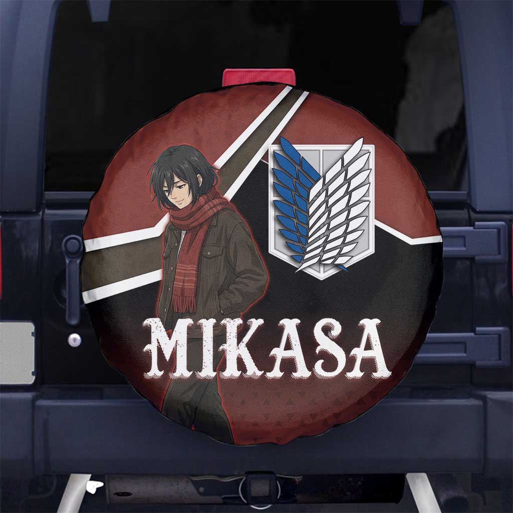 Mikasa Attack on Titan Spare Tire Cover Anime Cozy Streetwear Art
