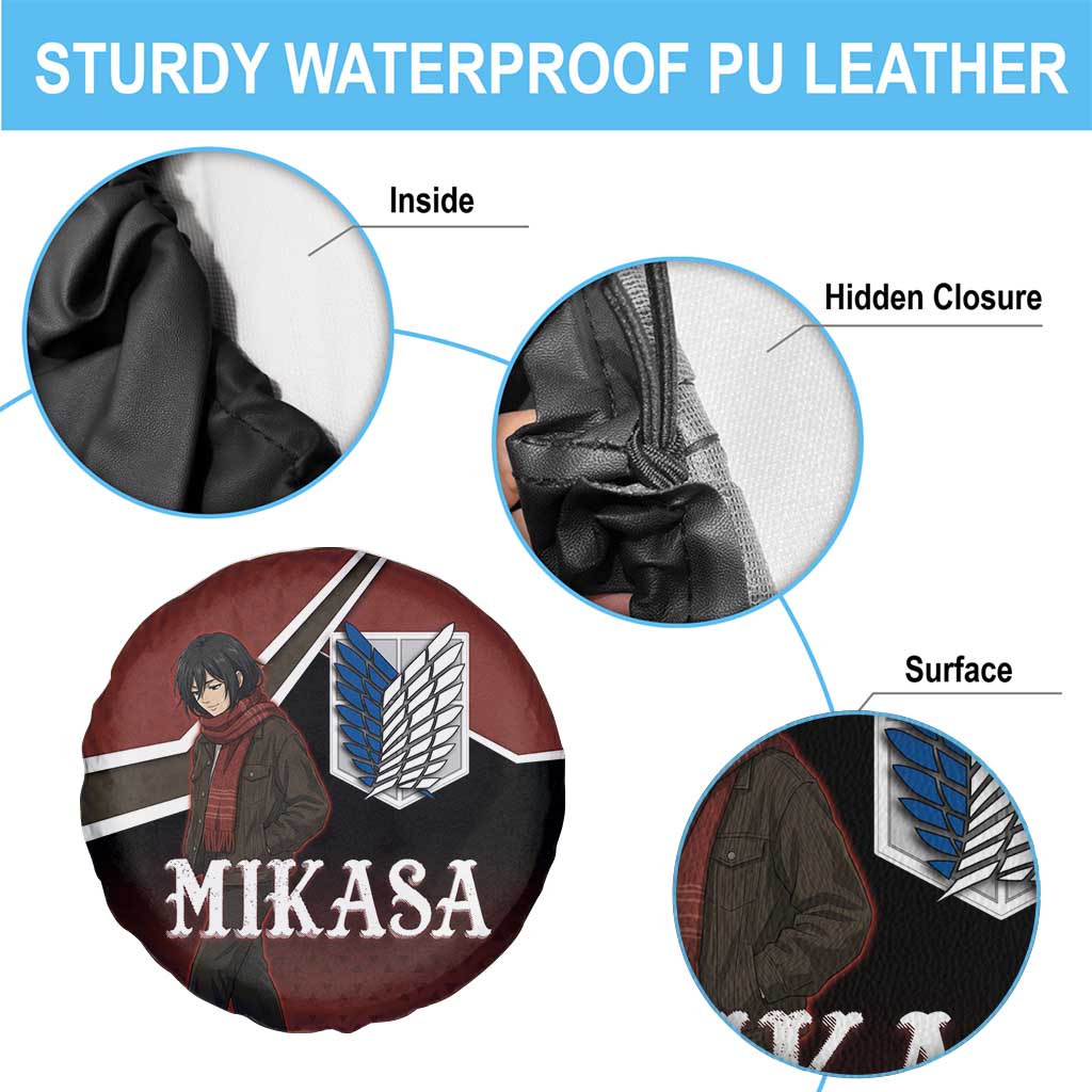 Mikasa Attack on Titan Spare Tire Cover Anime Cozy Streetwear Art