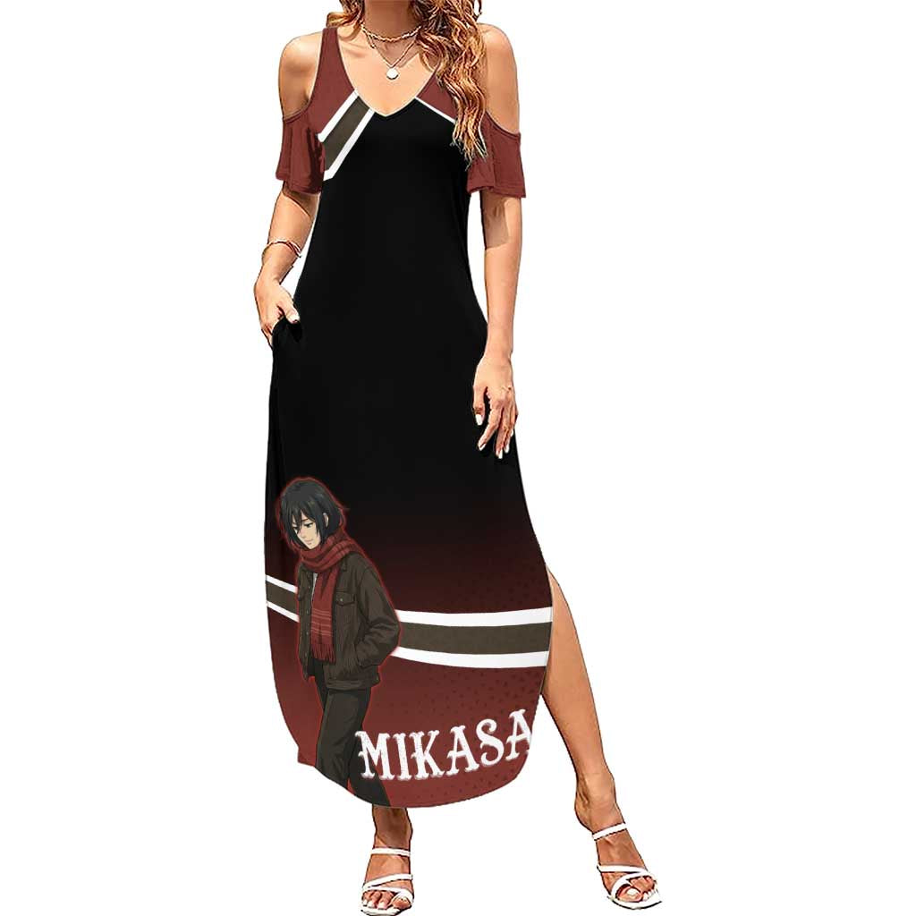 Mikasa Attack on Titan Summer Maxi Dress Anime Cozy Streetwear Art