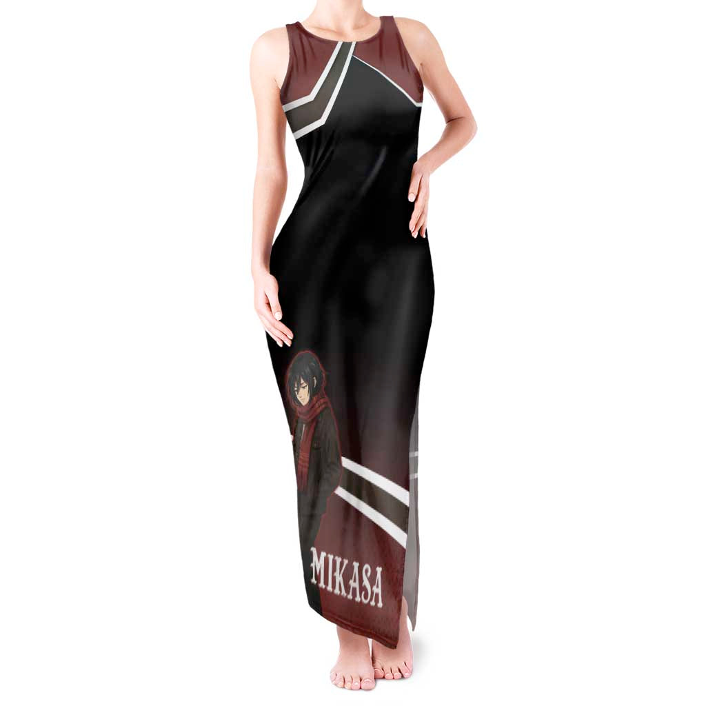 Mikasa Attack on Titan Tank Maxi Dress Anime Cozy Streetwear Art