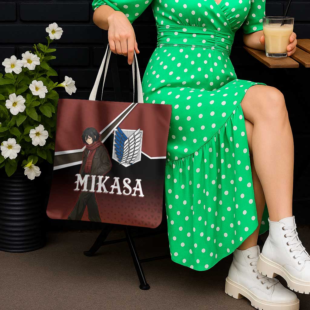Mikasa Attack on Titan Tote Bag Anime Cozy Streetwear Art