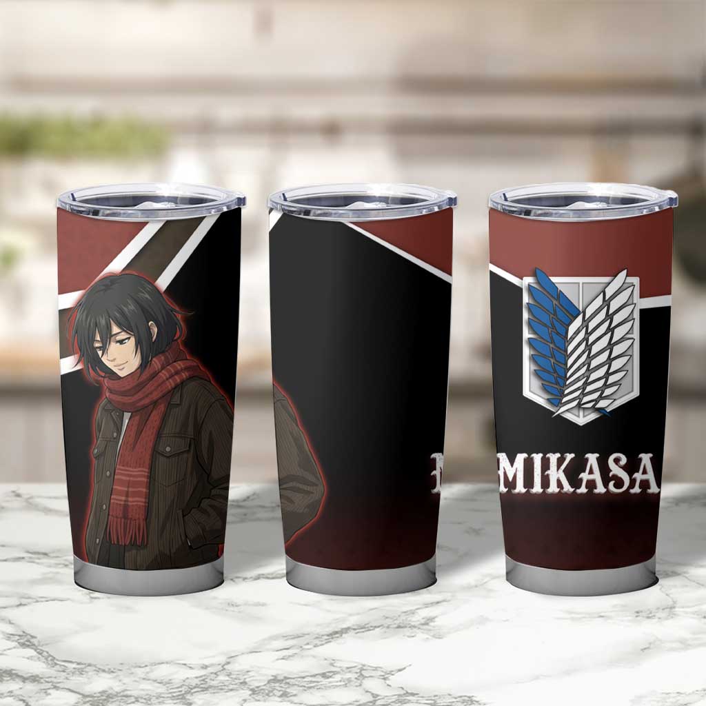 Mikasa Attack on Titan Tumbler Cup Anime Cozy Streetwear Art