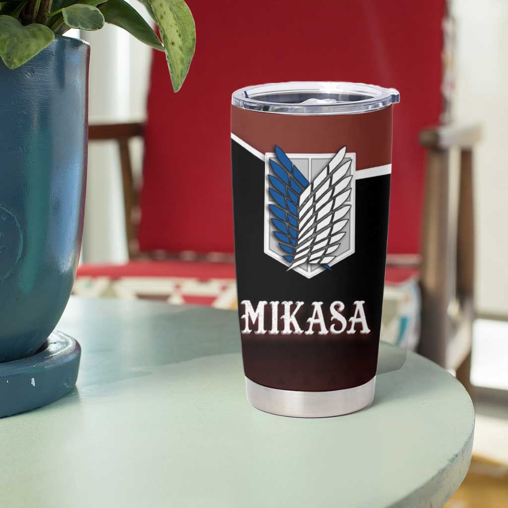 Mikasa Attack on Titan Tumbler Cup Anime Cozy Streetwear Art