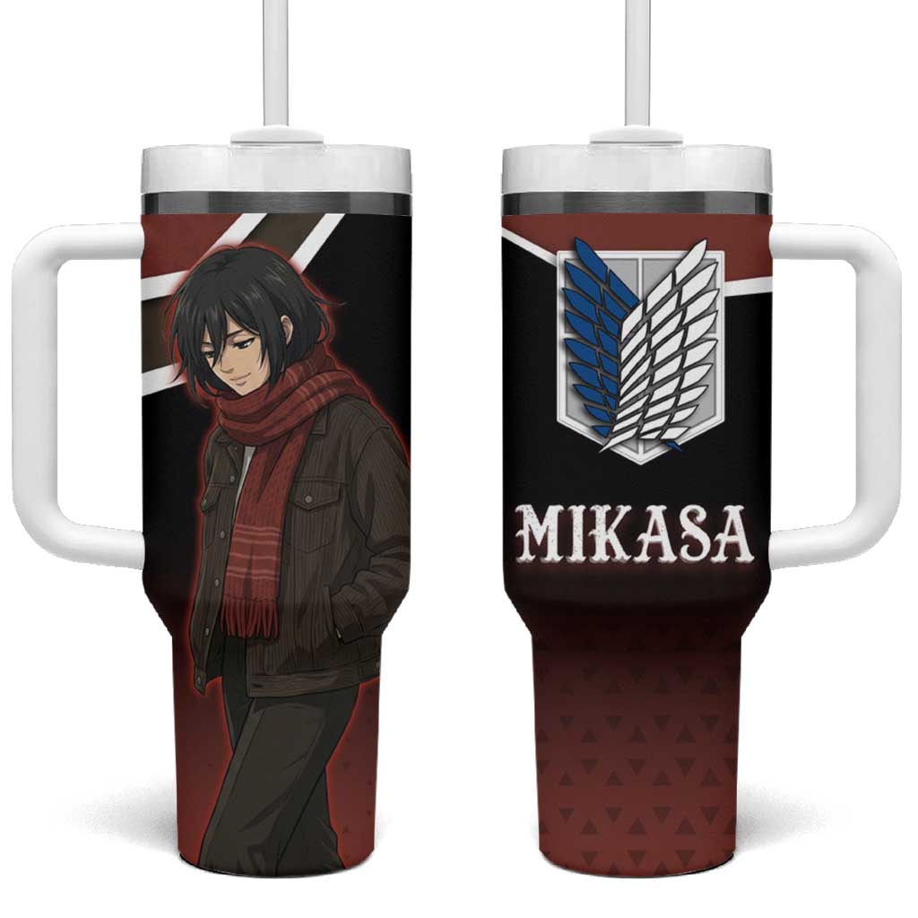 Mikasa Attack on Titan Tumbler With Handle Anime Cozy Streetwear Art