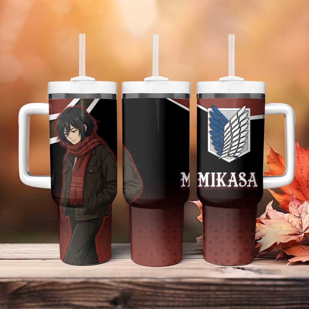 Mikasa Attack on Titan Tumbler With Handle Anime Cozy Streetwear Art