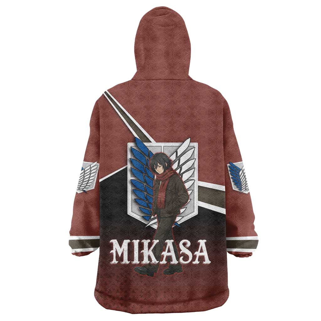 Mikasa Attack on Titan Wearable Blanket Hoodie Anime Cozy Streetwear Art